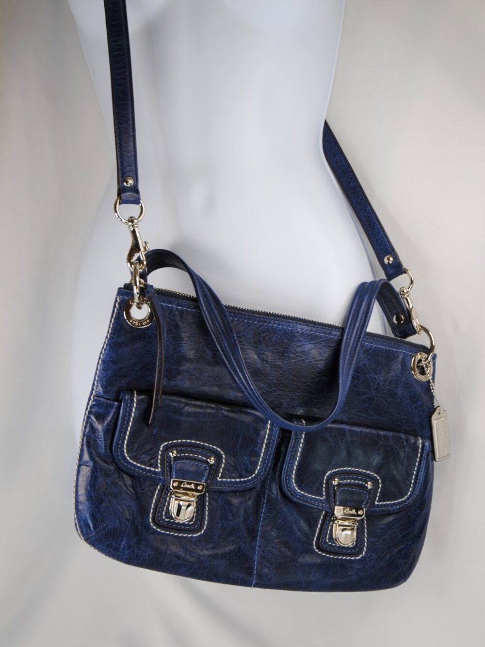 Coach Navy Leather Handbag